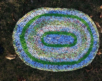 Blue Green Rag Rug