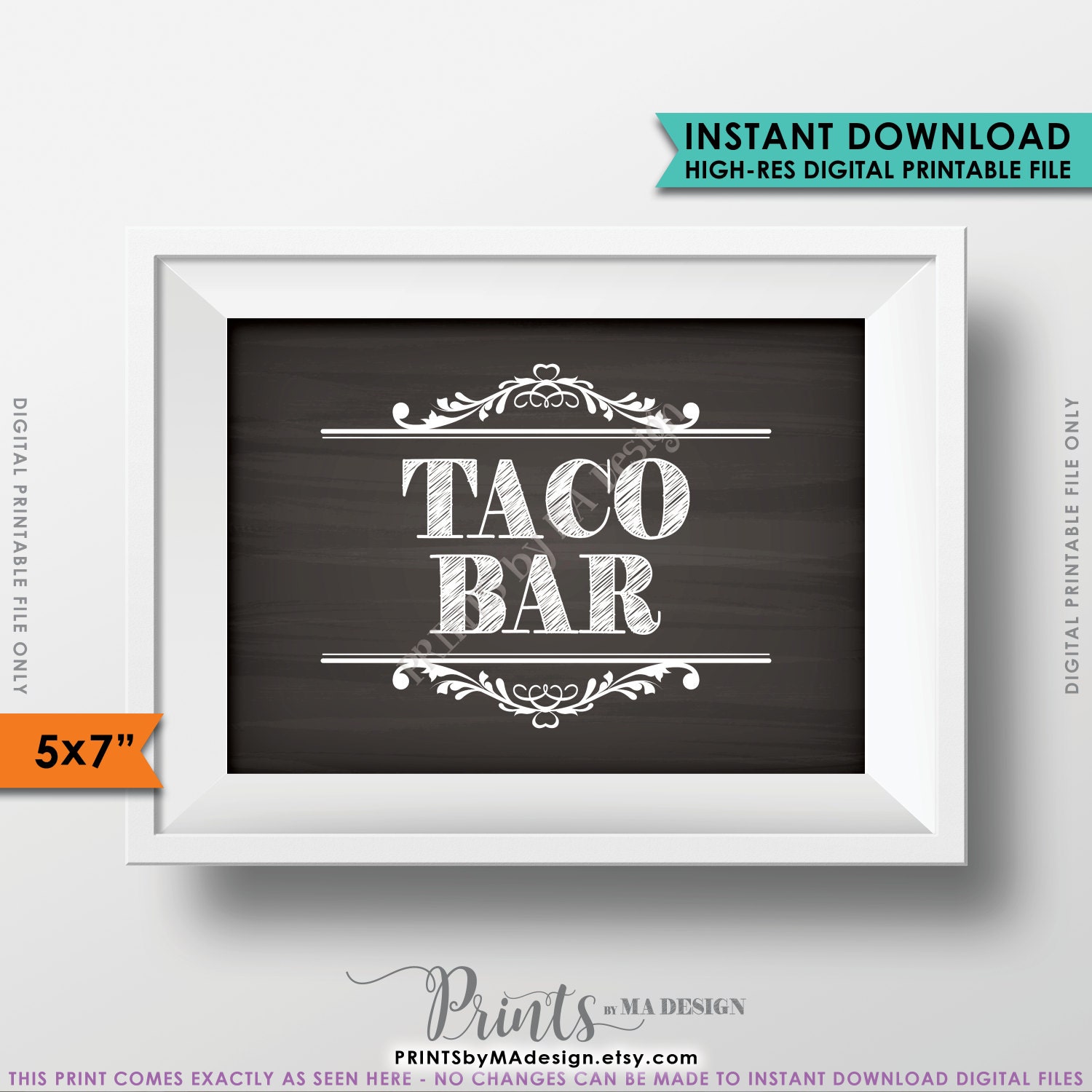 Taco Bar Sign, Taco Sign, Wedding Reception, Celebration, Shower, Party ...