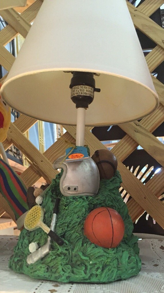 Sports ceramic lamp with shade by SHADeYLADIESLAMPS on Etsy
