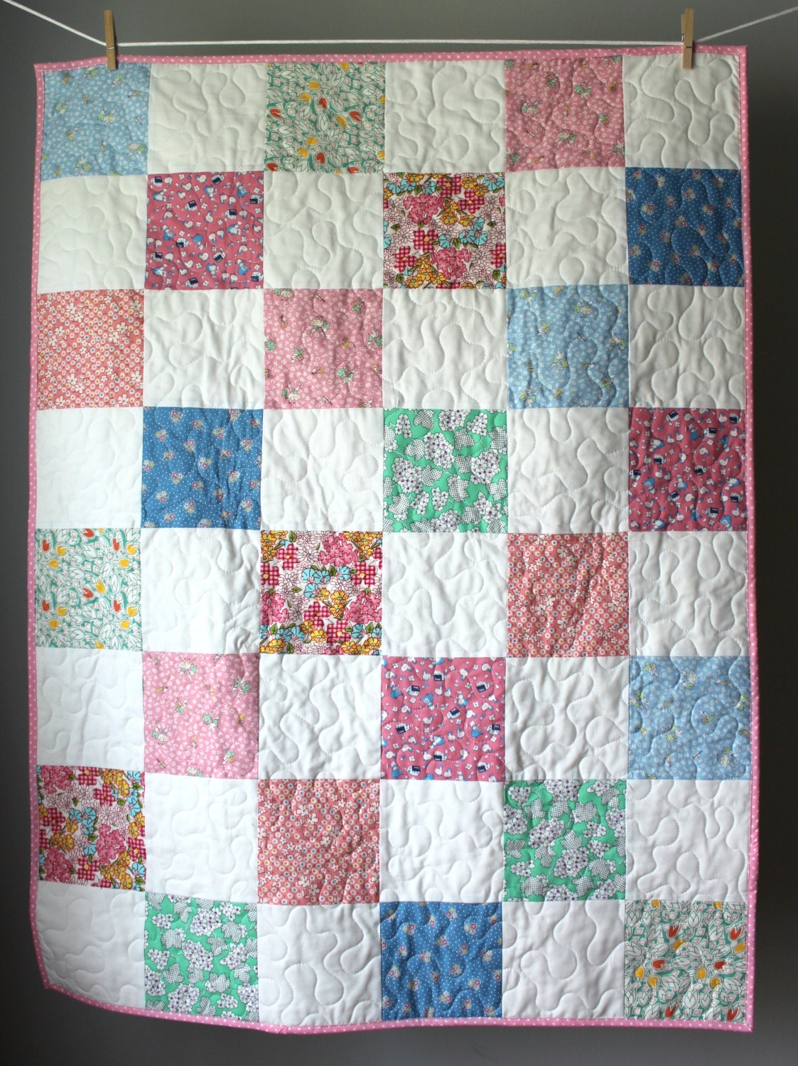 Baby Girl Quilt Girl Vintage Quilt 1930s Baby Quilt