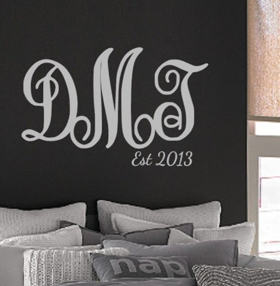 Monogram Vinyl wall decal Initials Husband Wife