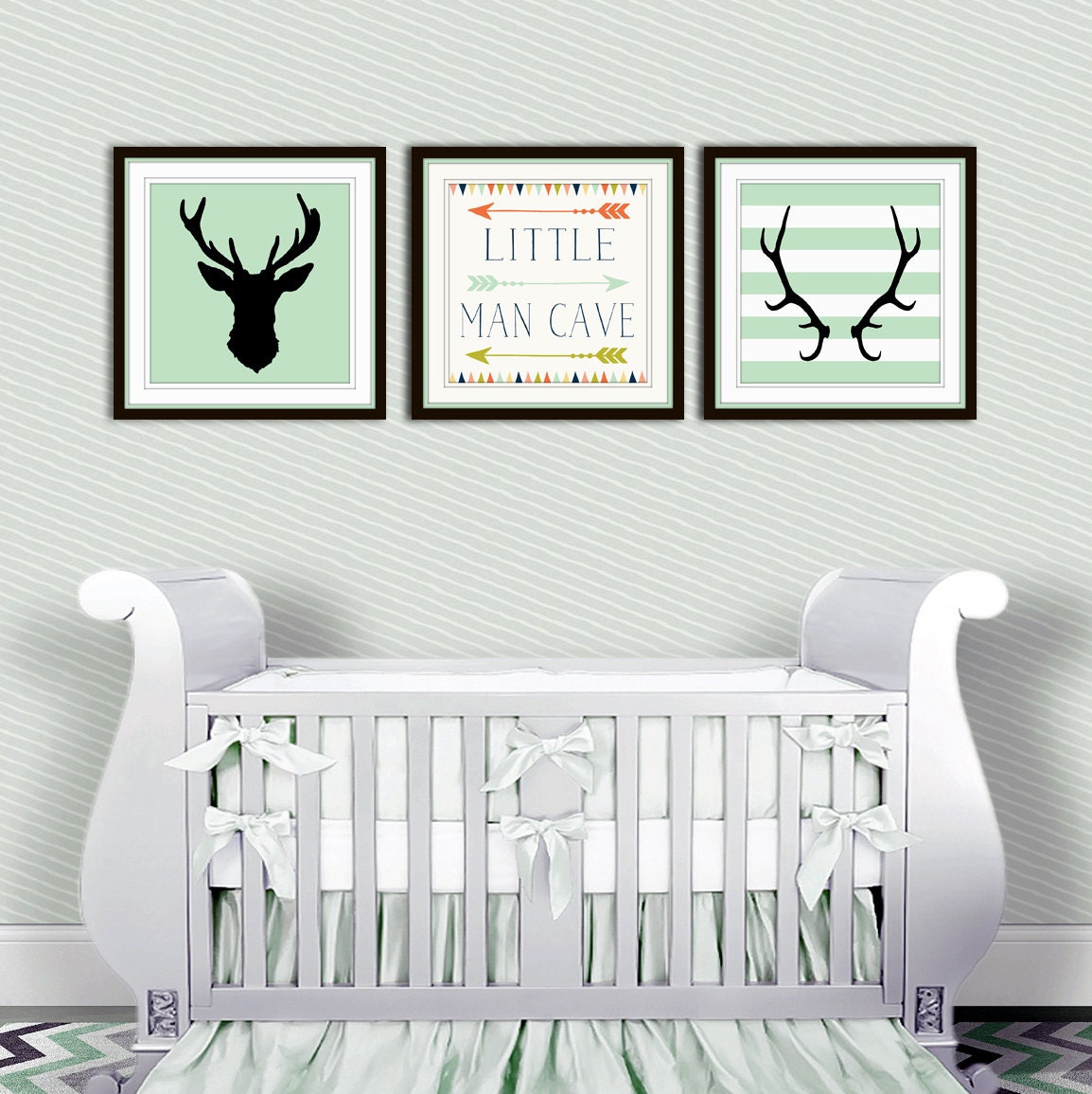 Baby Boy Nursery Decor Antlers Deer Head Arrows Little