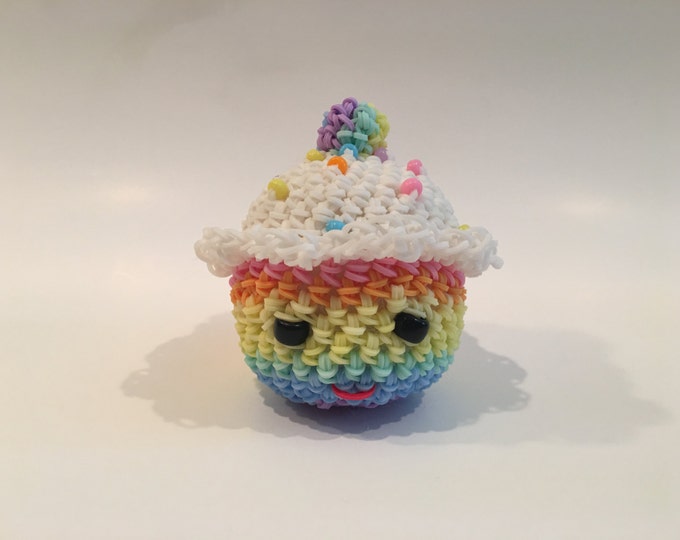 Cute Cupcake Rubber Band Figure, Rainbow Loom Loomigurumi, Rainbow Loom Food