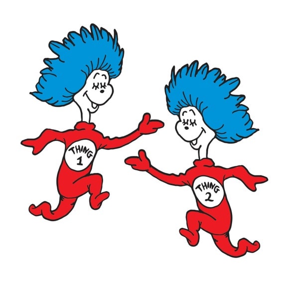 Dr Seuss Thing 1 OR Thing 2 Full Colour by LittleNestWallArt