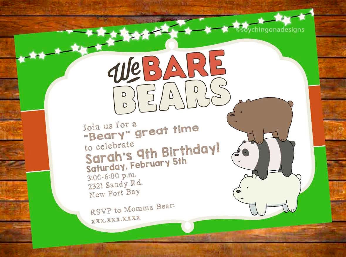 We Bare Bears Birthday Invitation Digital Download