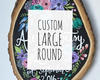 Personalized Custom large wood slice art round