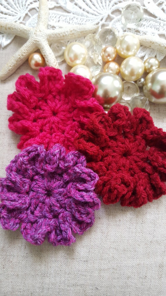 3 Crochet Flowers for Embellishment Crochet Flowers to