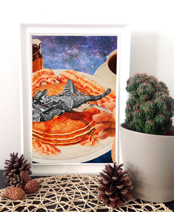 Bacon pancakes wall art cowboy decor surreal by ...