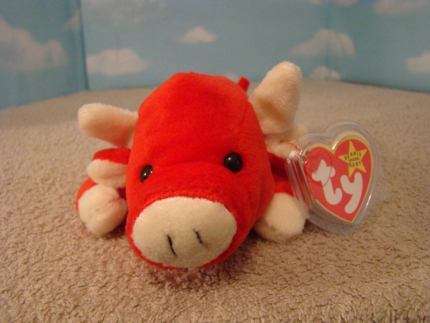 TY Beanie Baby SNORT The Red Bull Rare PVC Pellets