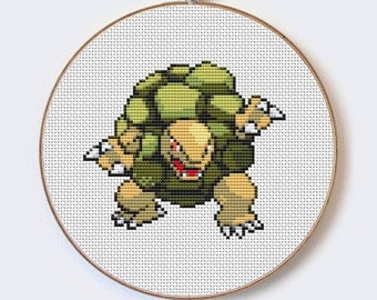 Golem Pokemon modern cross stitch Cute Little Cartoon pattern- perfect for beginners - PDF format - instant download Buy 2 Get 1 Free