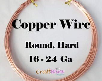 Pure Copper Wire, Round Half Hard 16, 18, 19, 20, 21, 22, 24, Gauge GA 5Ft, 10Ft, 15Ft, 25Ft, 50 Feet Great for Crafts and Jewelry Making