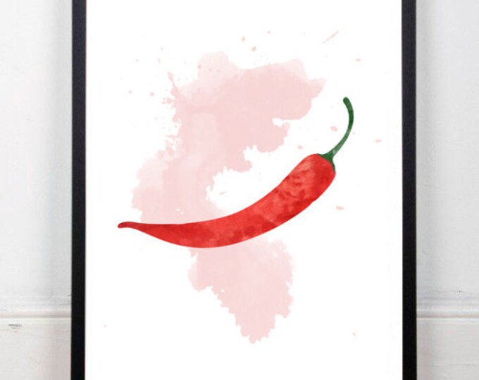 Chili Pepper Digital Print (watercolor) / Peperoncino - Food Printable Poster / Kitchen Wall Art / Printable Poster