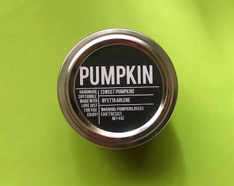 Pumpkin Candle - Scented Soy Candle - Fall Candles - Fall Decor - Halloween Decor - Halloween Candle - Pumpkin Scent by Etta Arlene