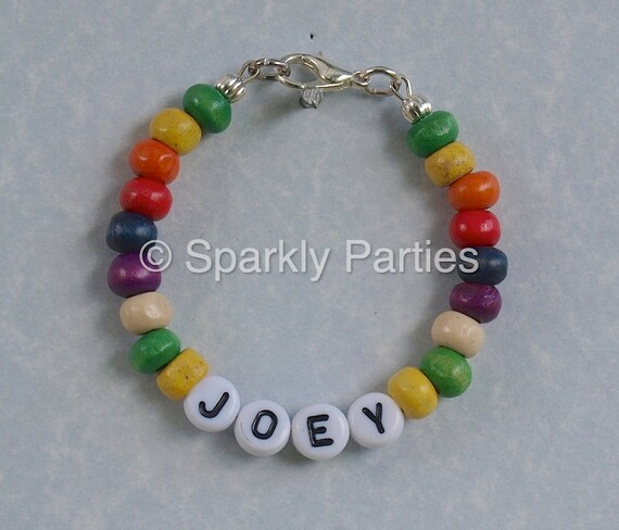 Personalised Bracelets Wooden Beaded - surf style - great for boys and girls.
