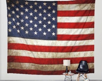 American Flag Tapestry Distressed Fabric Art Print Wall Hanging American Flag Tapestry Distressed Fabric Art Print Wall Hanging