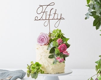 Fifty Cake Topper, 50 cake topper, Fiftieth Birthday, 50th birthday decorations, party decorations, 50th party, cake toppers,