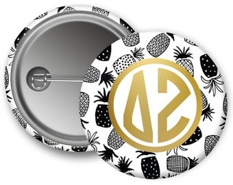 DZ Delta Zeta Faux Gold Foil Pineapple Single or Bulk 2.25" Pinback Button