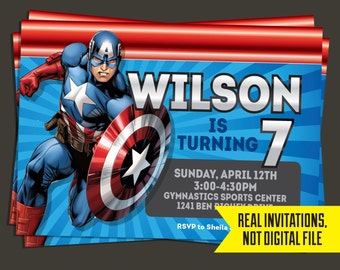 Captain America Invitation - Captain America Birthday Invitation
