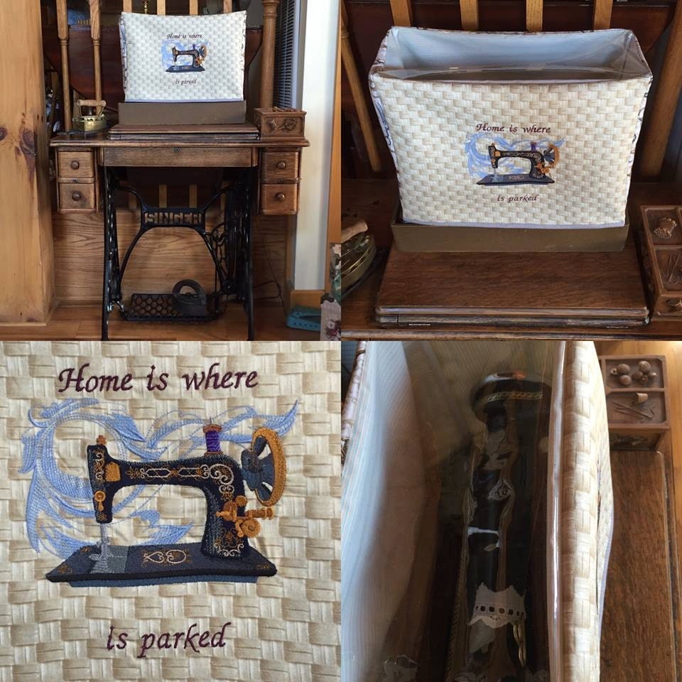 Sewing machine cover with clear vinyl top