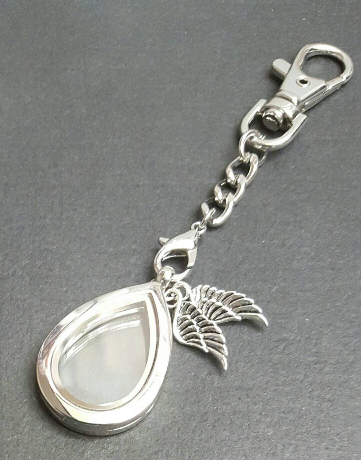 Stainless Steel Keepsake Keychain Memory Locket Memorial