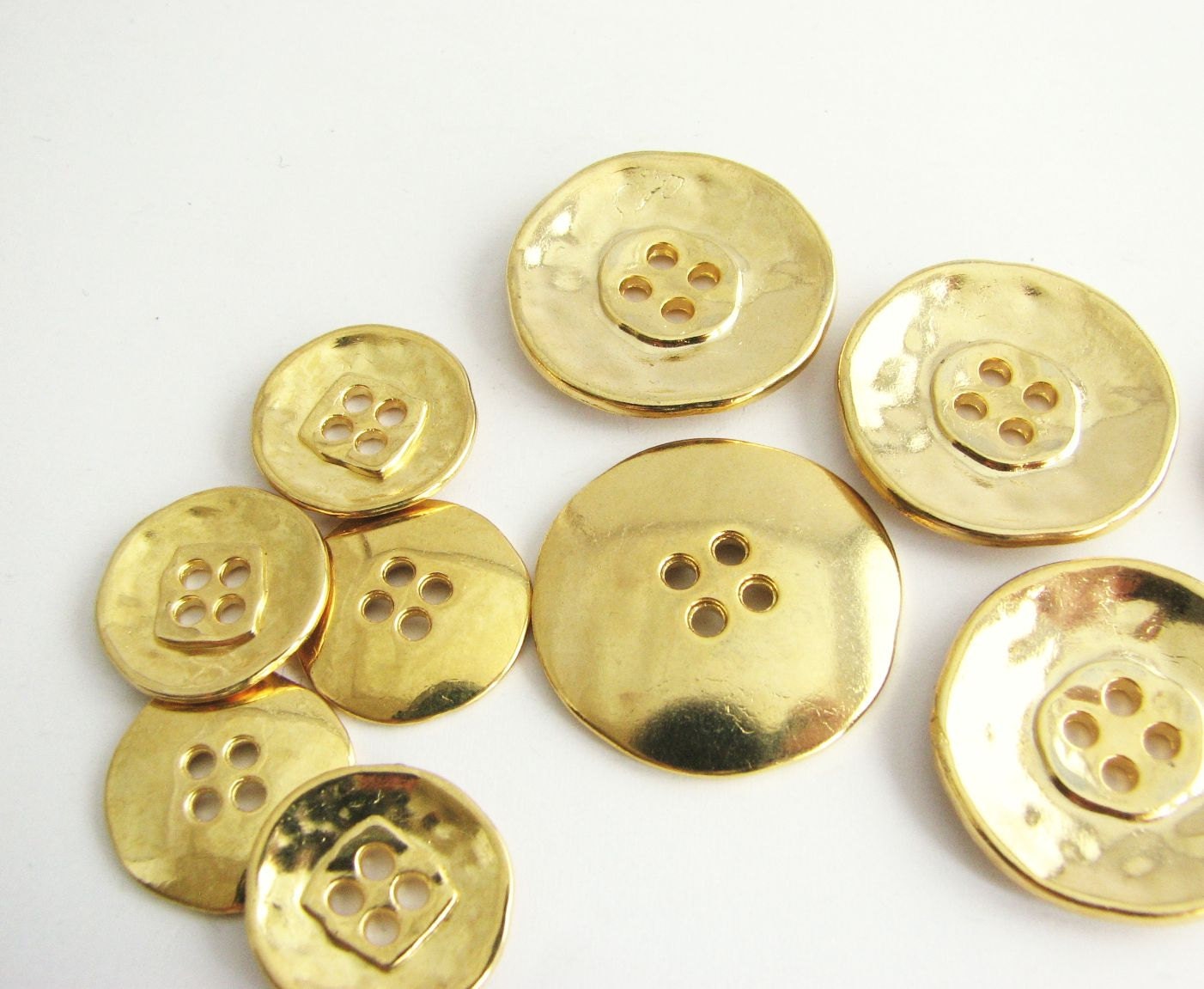 Flat gold metal buttons large or small by AgnesSewingSupplies