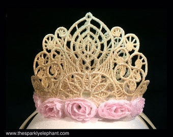 Tiara - Glitter lace tiara embroidered