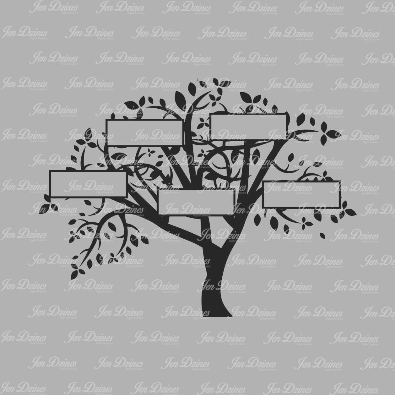 Download Family Tree 5 Names SVG DXF EPS family tree files family