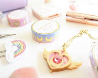 Mystic moon washi tape - purple and pink ombre with gold foil moons washi tape