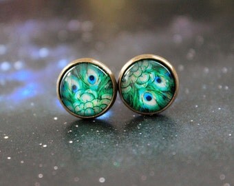 Peacock 6mm 2G plugs bird feather bodmod cute lolita dainty woodland