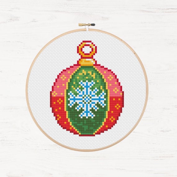 Christmas Bauble Cross Stitch Stencil Printable Xmas