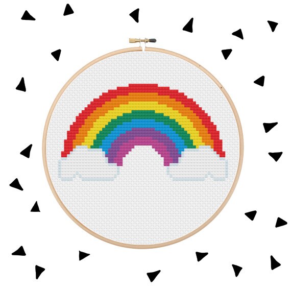 Rainbow Cross Stitch Pattern Colorful Instant Download Summer