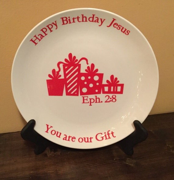 Christmas Plate Happy Birthday Jesus Plate by myrusticchicboutique