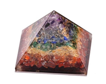 Father's Day SALE! Seven Chakra Orgonite® Pyramid, EMF Protection, Crystal Pyramid, Energy Generator, Reiki Healing Crystal