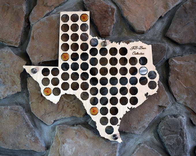 Texas Beer Cap Map Perfect For Texas Pubs Man Caves or Groomsman Gifts