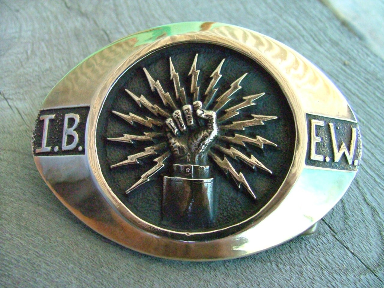 Solid Bronze Western Style I.B.E.W. Electrician Union Belt