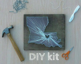 DIY Louisiana String Art Kit, State string Art Kit, Louisiana Nail Art, Custom sign, Louisiana love, Louisiana home, Louisiana Decor, 12x13