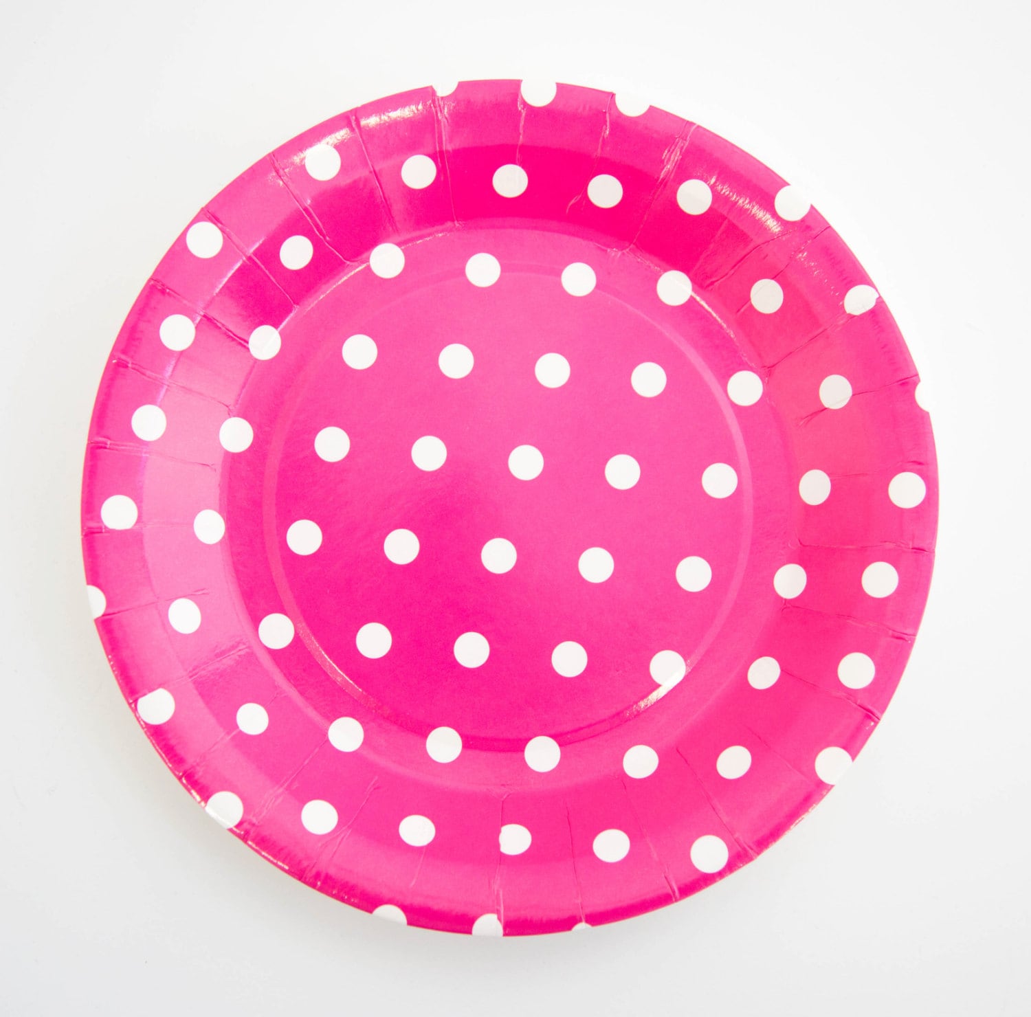 Hot Pink Polka Dots Of 12 Paper Plates