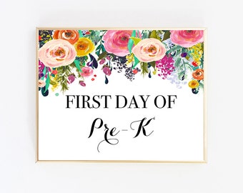First Day Of Pre K Sign, Pre K Sign, First Day Of School Sign Reusable, Instant Download First Day Of School, School Sign, Back to School