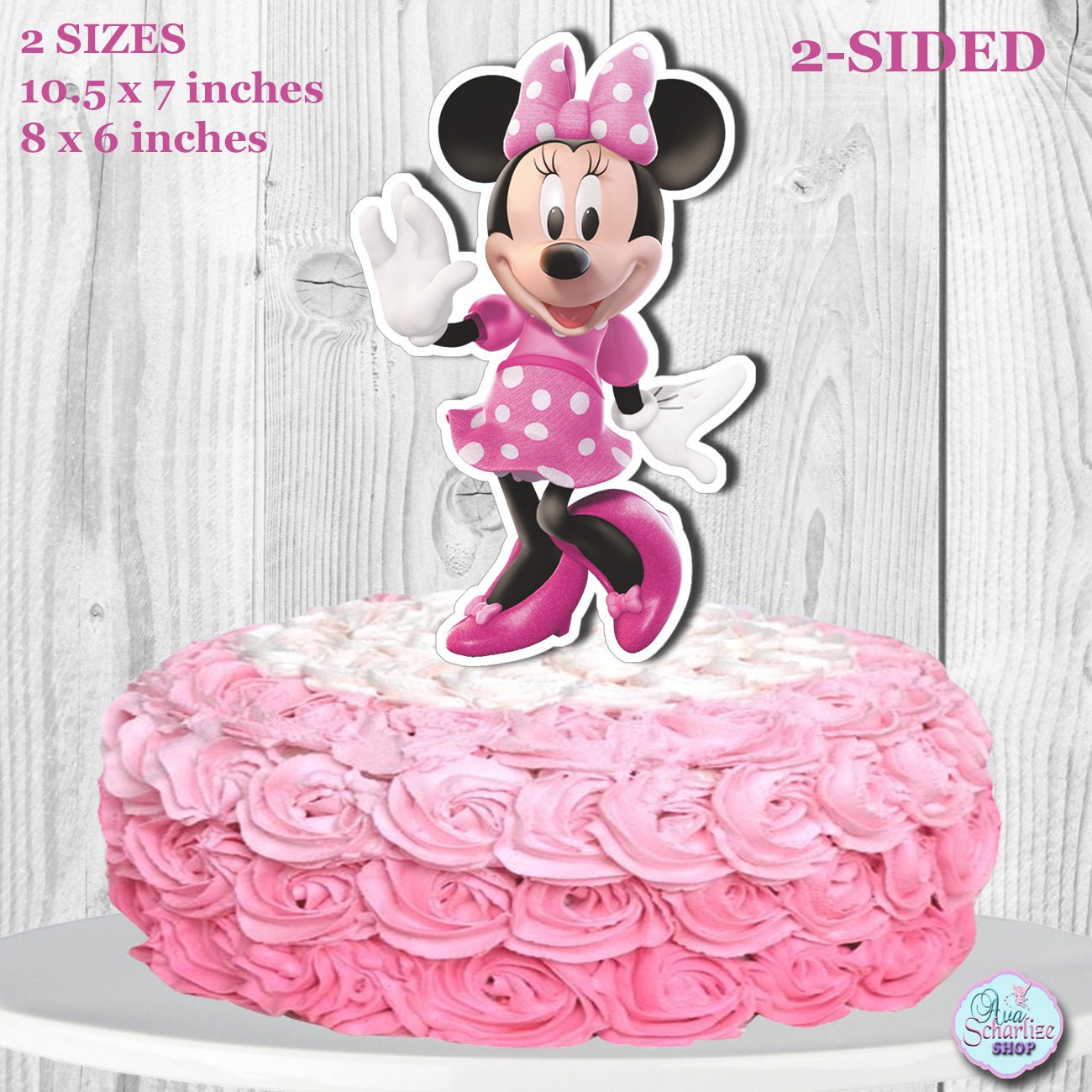 Minnie Mouse Cake Topper Minnie Mouse Centerpiece 2 Sided