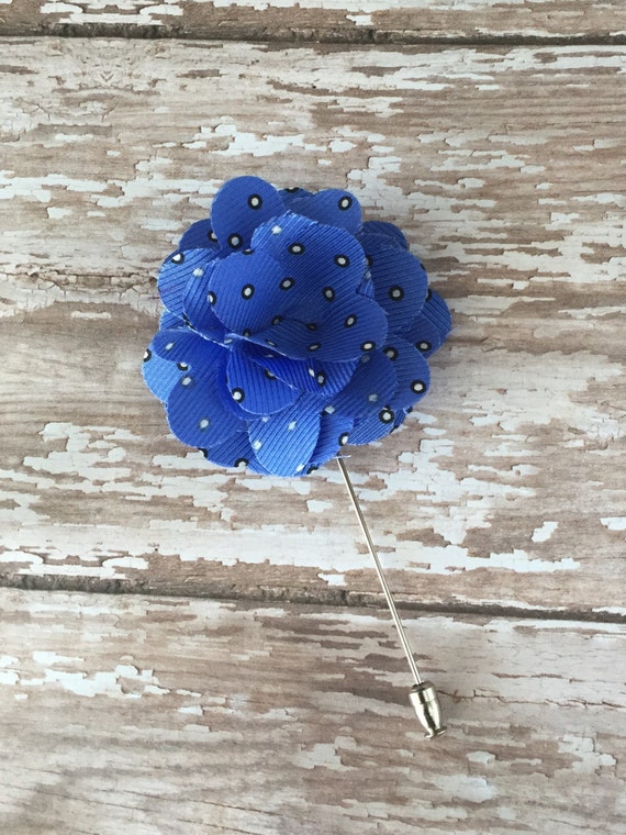 Blue flower lapel pin wedding boutonniere by PetitsEnfantsCloset