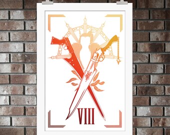 Final Fantasy VIII, Gunblade, Print, Artwork, Poster, Gift, Sony, Squall, Seifer, Edea, Rinoa, PlayStation, Gunblades