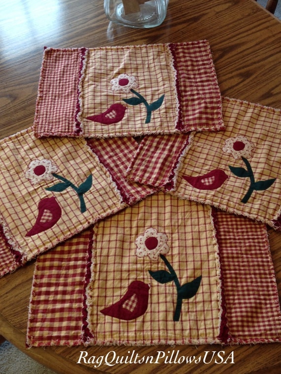 Red Country Placemats Set of 4 Quilted Placemats Table Mat
