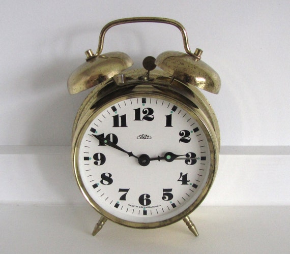 SALE Vintage Brass Bedside Alarm Clock Retro Decorative