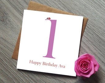 First Birthday Card - First birthday Girl - 1st Birthday Card - First Birthday - 1st Birthday Gift - First Birthday Gift - Ladybird Card