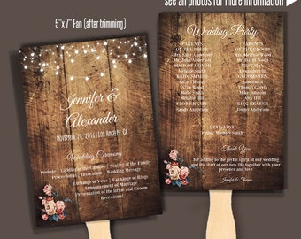 Printable Wedding Program Template, Fan Wedding Program, Instant Download Self Editable PDF A150