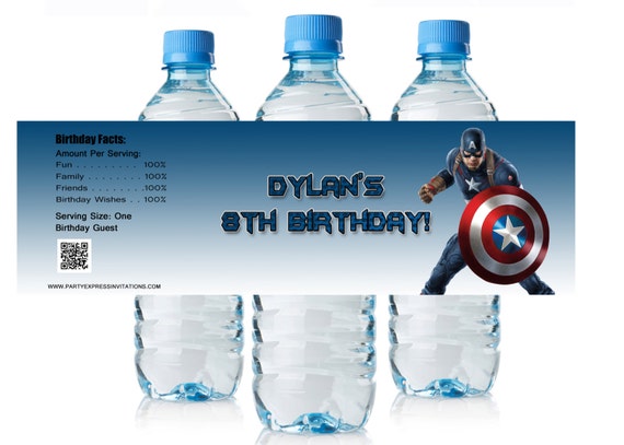 bottle water waterproof paper labels for America Labels Water Turnaround! Hr Party Captain Bottle 24 Supplies