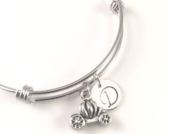 Personalized Princess carriage bracelet, Cinderella charm Bracelet, Carriage Charm bracelet, for her, birthday gift, adjustable