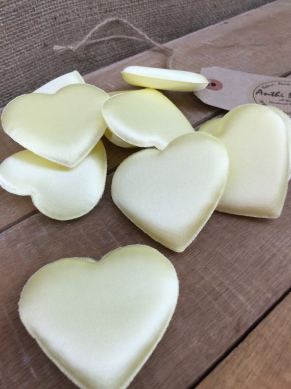 Satin Padded Hearts - for Crafts, Applique, Hanging Hearts Inners, Valentine's Decor, Wedding Decor, Embellishments - Set of 10 x 6cm x 6cm