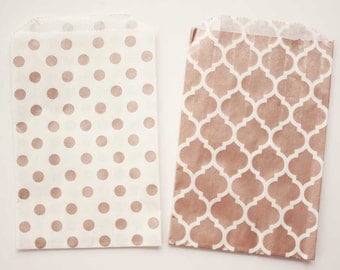 MEDIUM rose gold party favor bag. 5x7. Set of 10. Rose gold treat bag. Rose gold paper treat bag. Party favor bag. Birthday PARTY favor