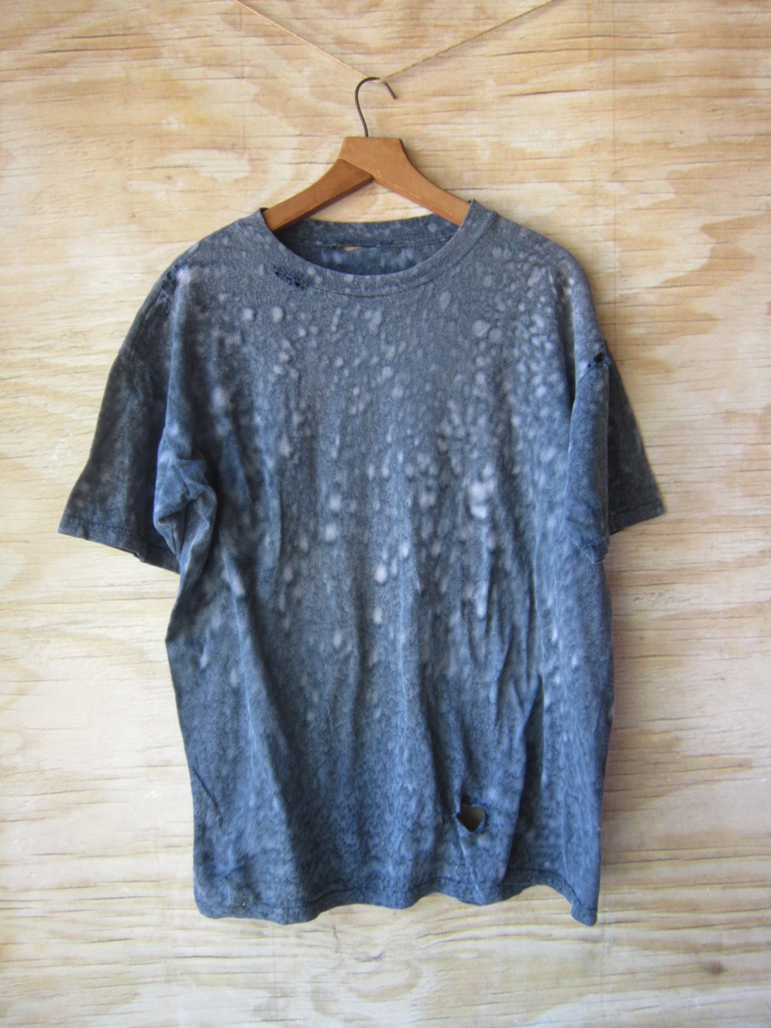 Bleach Splatter T Destroyed T Shirt Grunge Blue Box Fit